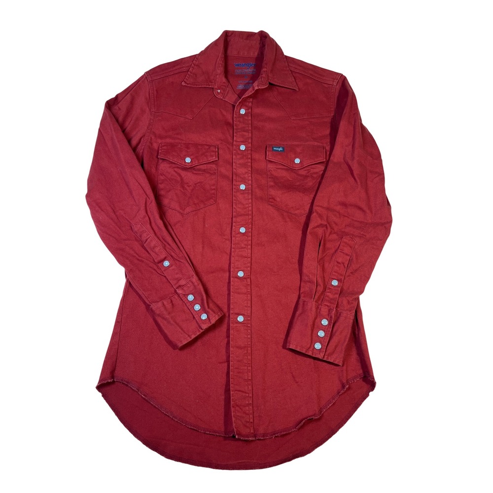 Vintage Wrangler Mens Red‎ Western Pearl Snap Shirt Advanced Comfort  Small